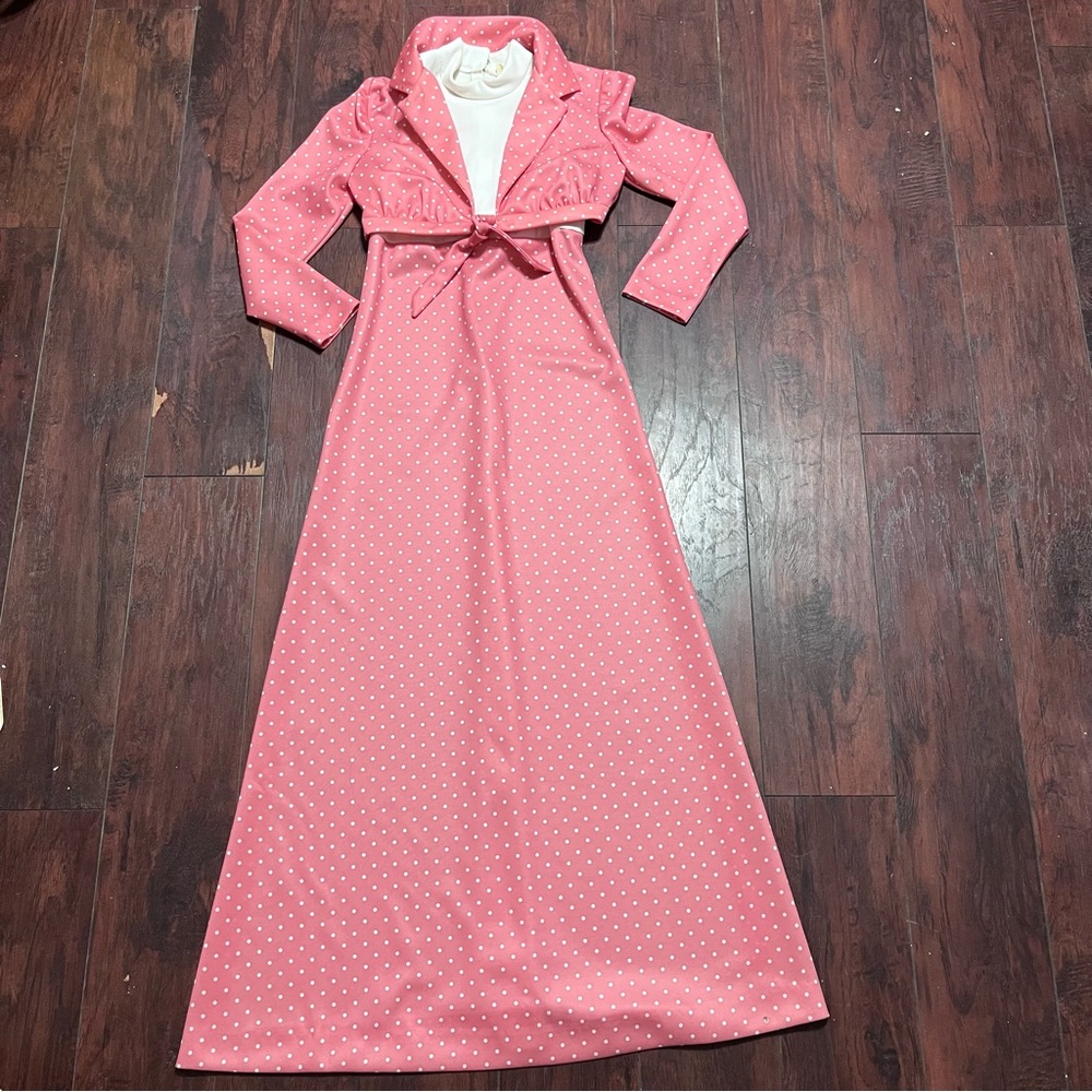 Vintage Melissa Lane 70’s Pink Maxi Dress With Jacket Women’s Size S